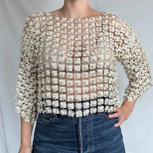 Vintage pearl bead see-through top size small